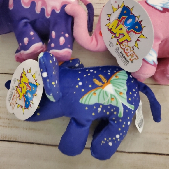 Lot of 3 NEW Pop Art Soft 7" Elephant Plush Gypsy, Angelphant, Dahli - Picture 8 of 9